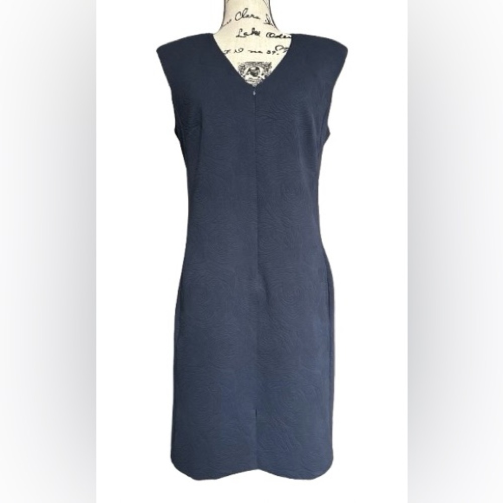 Leggiadro. Textured Rose Jacquard Sleeveless Dark Blue Cocktail Dress .M/L👍👍